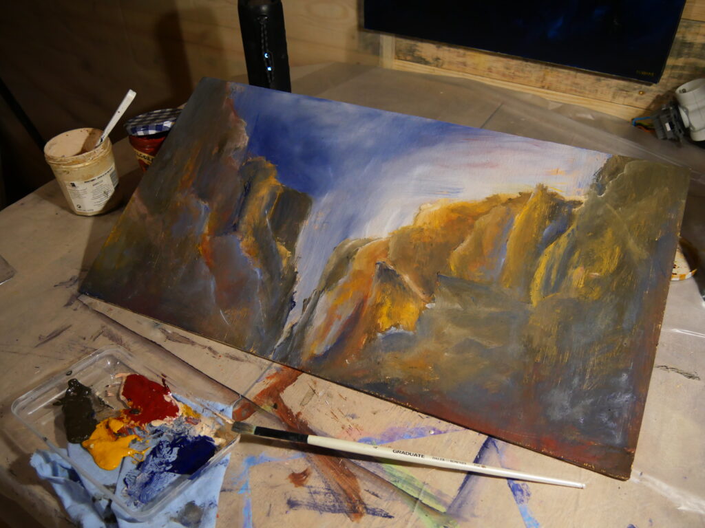 Réalisation de tableau à la peinture suédoise sur bois par Auriane Phillippon